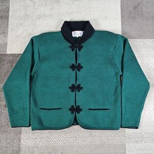Vintage Tally Ho Womens XL‎ Cardigan Green Acrylic Frog Button Cottage core